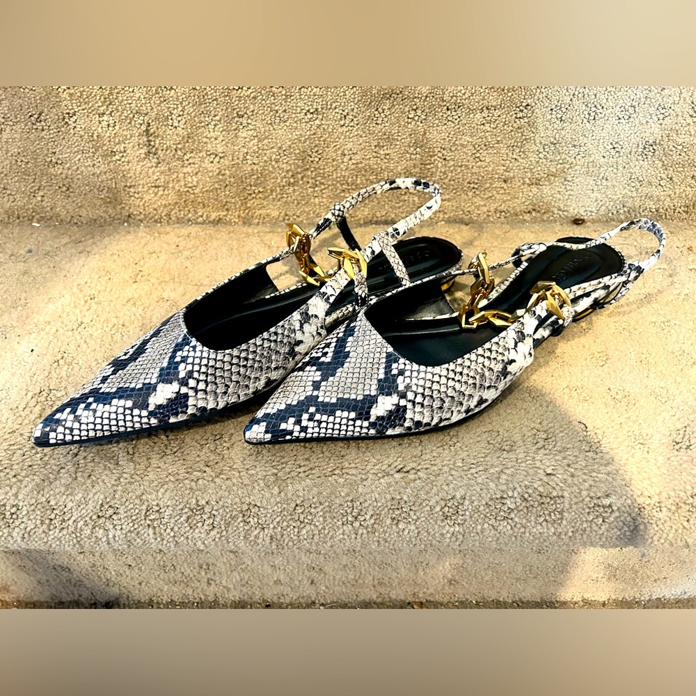 Olympia Snakeskin Embossed Slingback Flat
